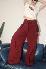 ASSEEN Detachable Draped Flap Wrinkled Parachute Pants