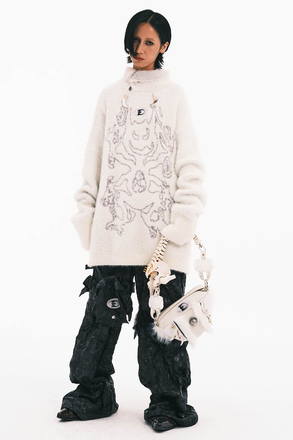EMBRYO Skeleton Faux Fur Handbag