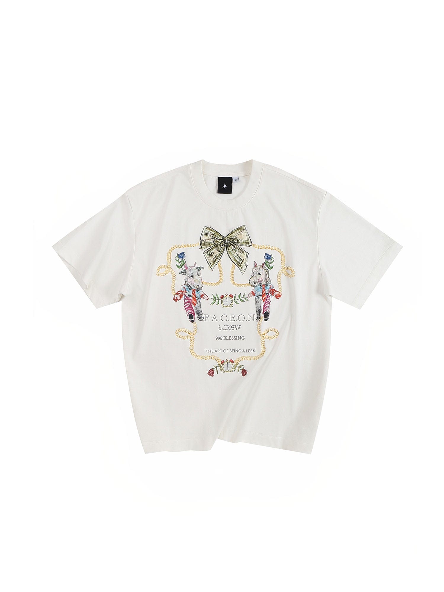 FACEONLAB Whimsical Cow and Horse T-Shirt