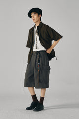 GONGHE REPUB Retro Pleated Multi-Pocket Shorts