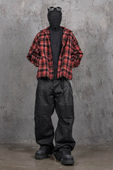 UNDERWATER Infernal Gaze Crinkled Waxed Wide-Leg Pants Black