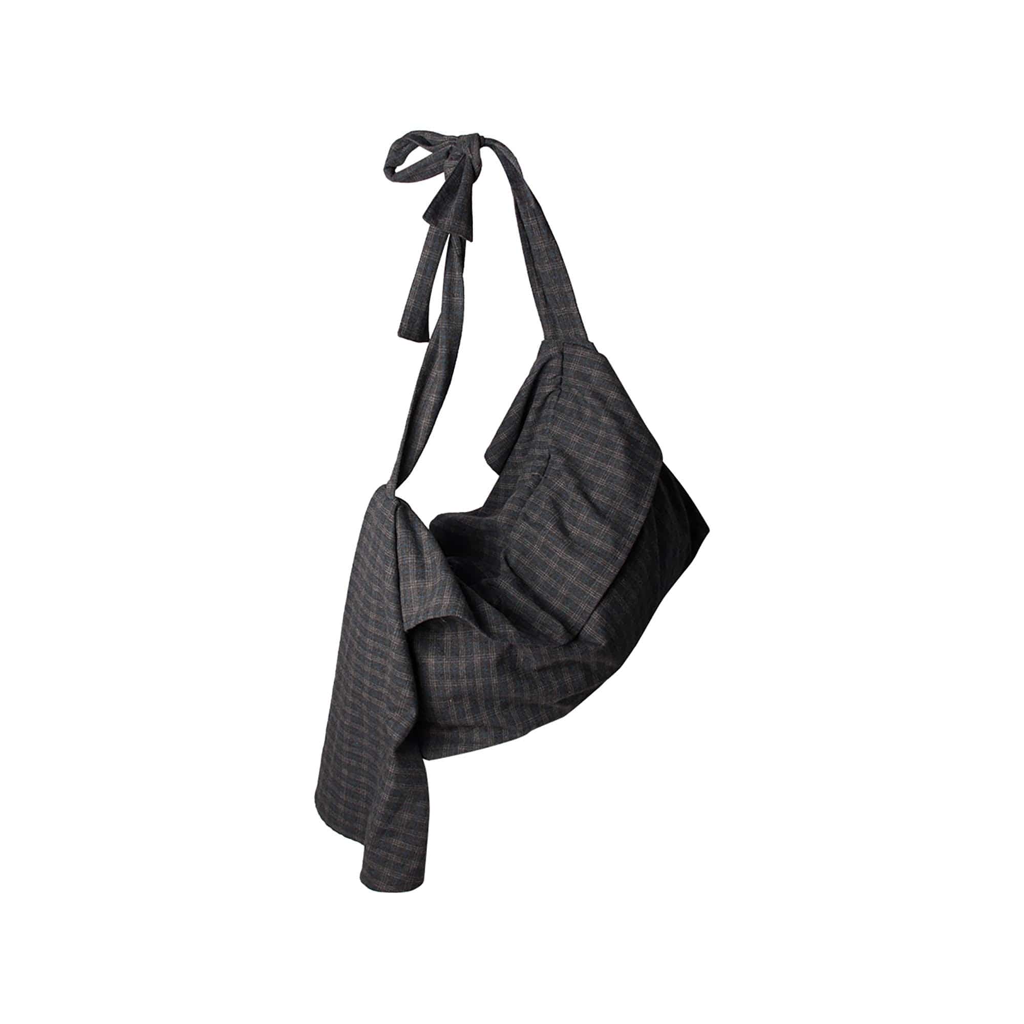 RELABEL Plaid Wool-Blended Knot Handle Hobo Bag