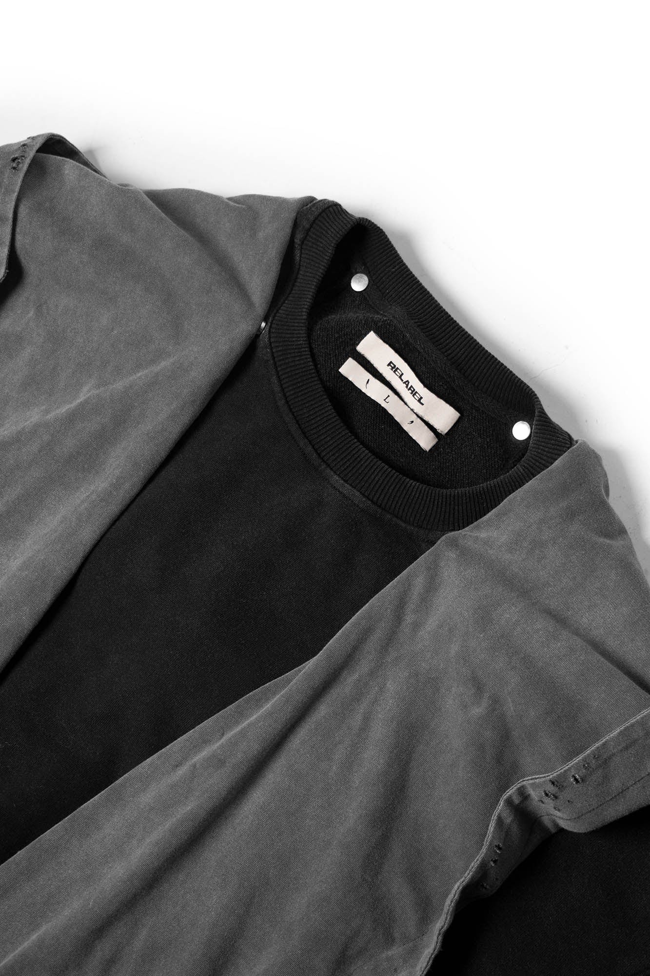 RELABEL Detachable-Hood Distressed Ripped Sweatshirt