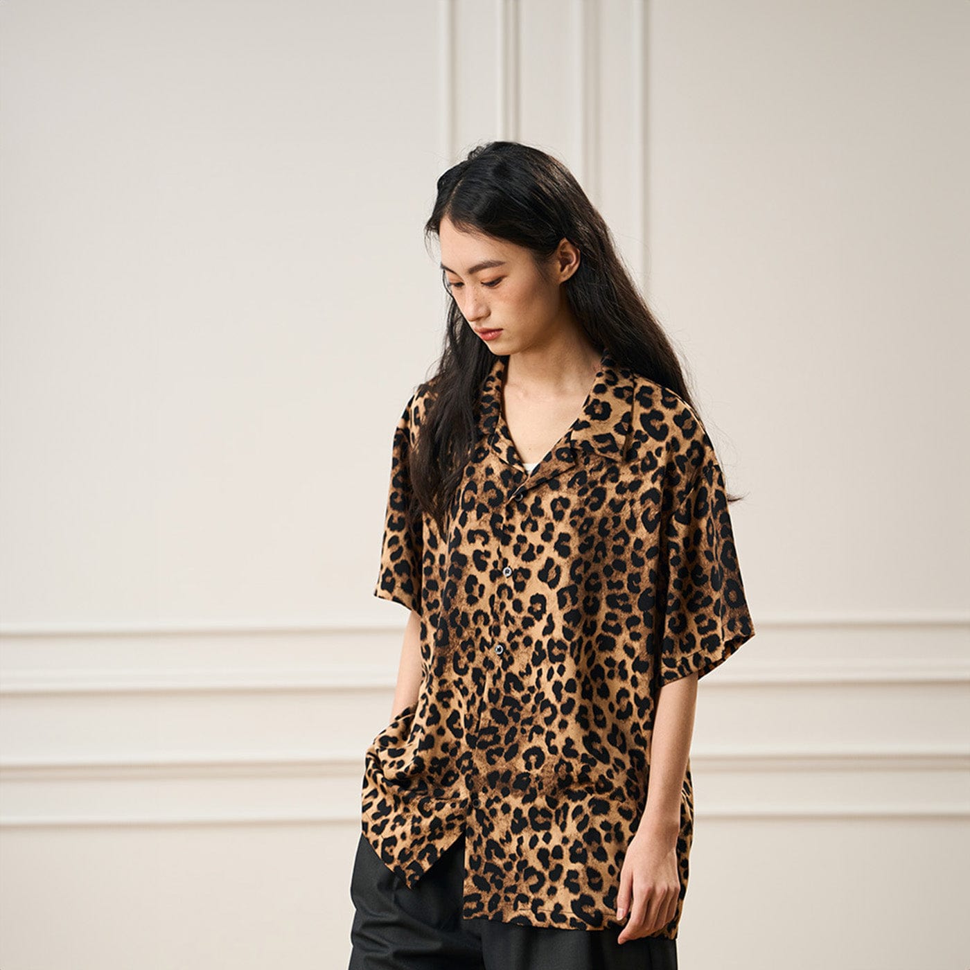 EPIC POETRY Leopard Cuban Half Shirt