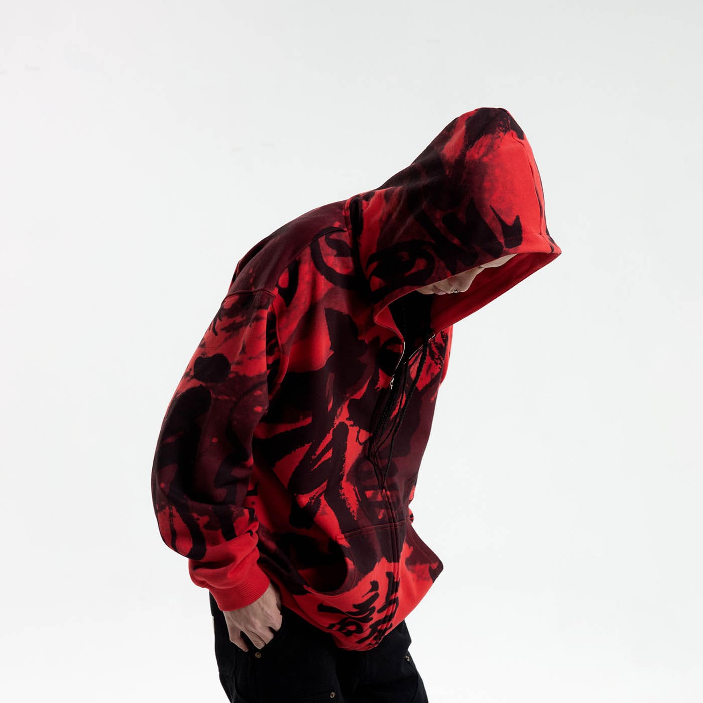 RTVG Calligraphy Full-Print Zip-Up Hoodie
