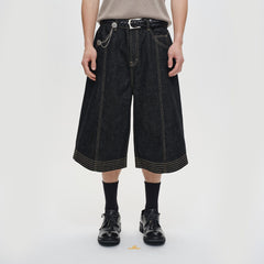 CATSSTAC Contrast Stitch Middle Spliced Raw Denim Jeans