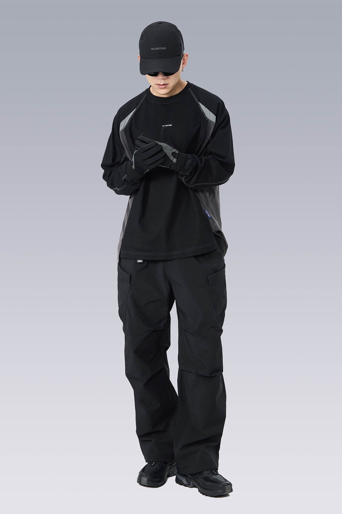 SILENSTORM Multi-Pocket Drawstring Crinkled Pants