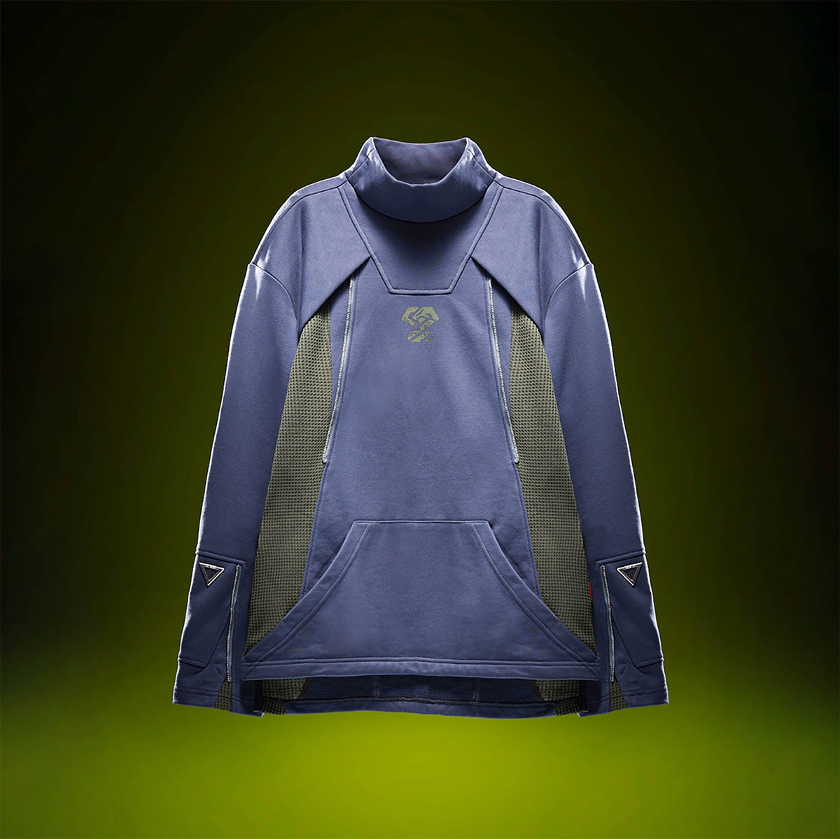 XIPHEVIL Mesh Paneled Tactical Turtleneck Sweatshirt Blue