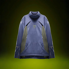 XIPHEVIL Mesh Paneled Tactical Turtleneck Sweatshirt Blue