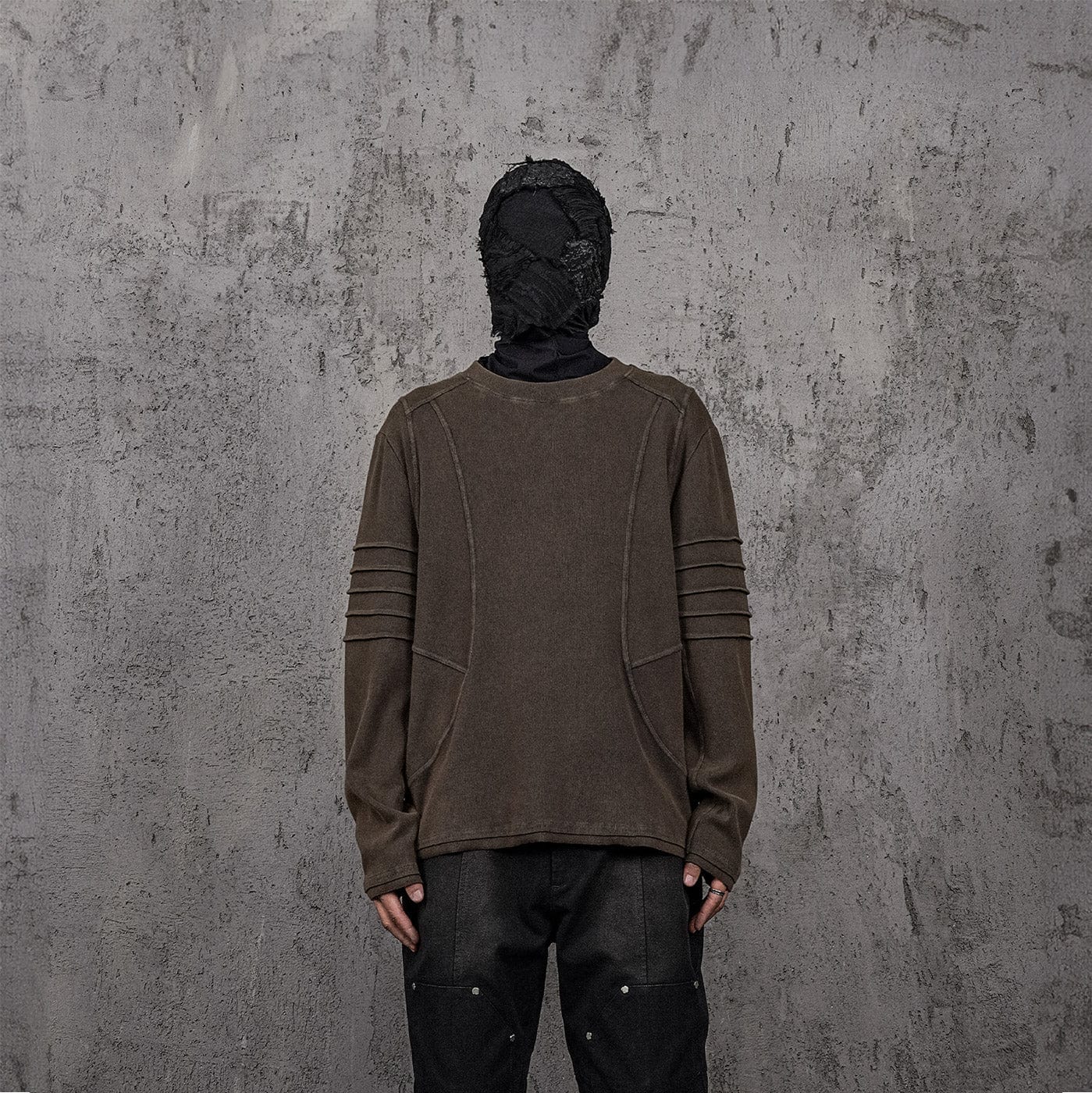 UNDERWATER Distressed Deconstructed Light Sweatshirt Brown