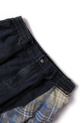 RELABEL Detachable Plaid Drape Denim Shorts