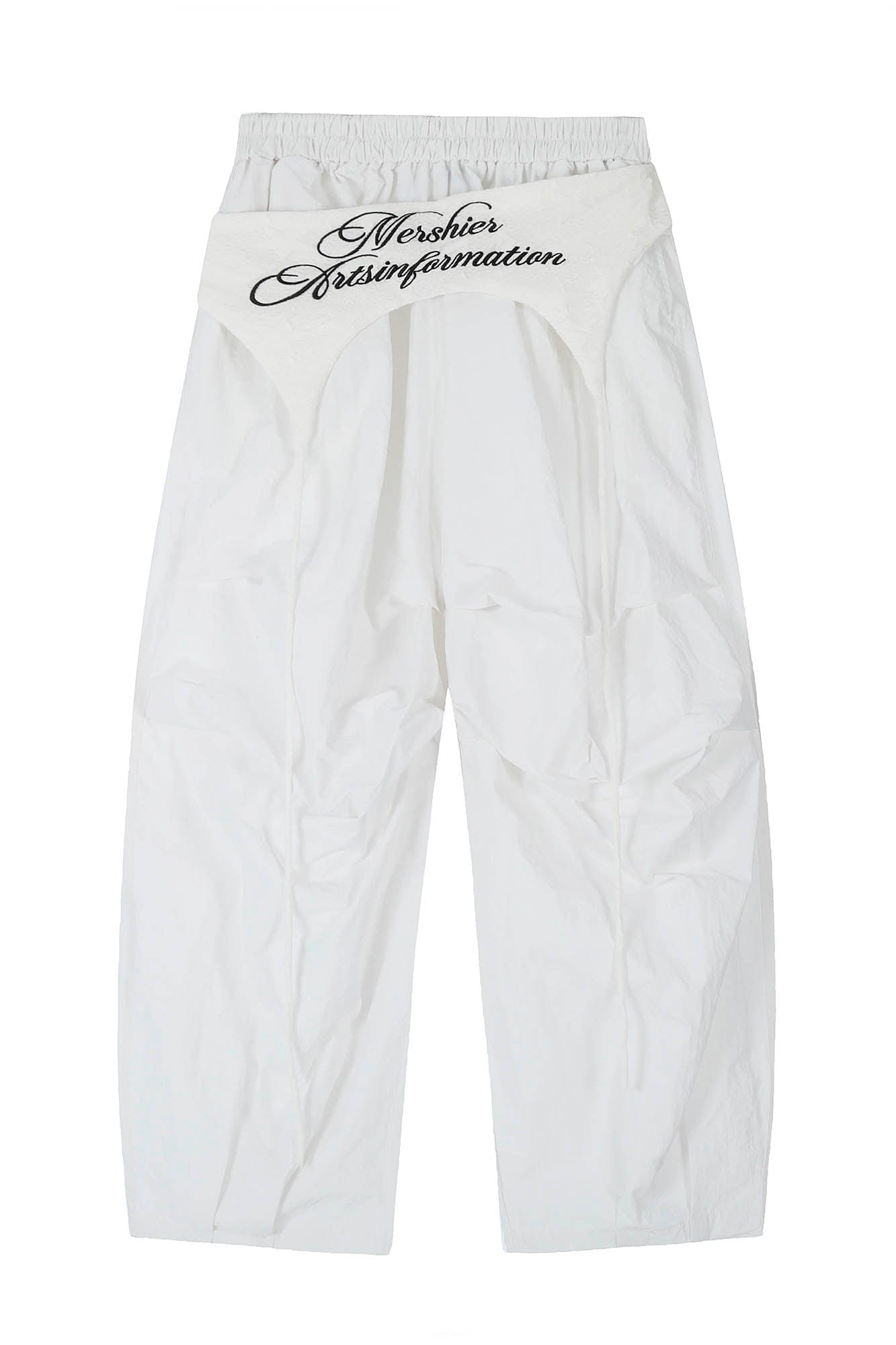CLP Layered Crinkled Waist-Panel Parachute Pants