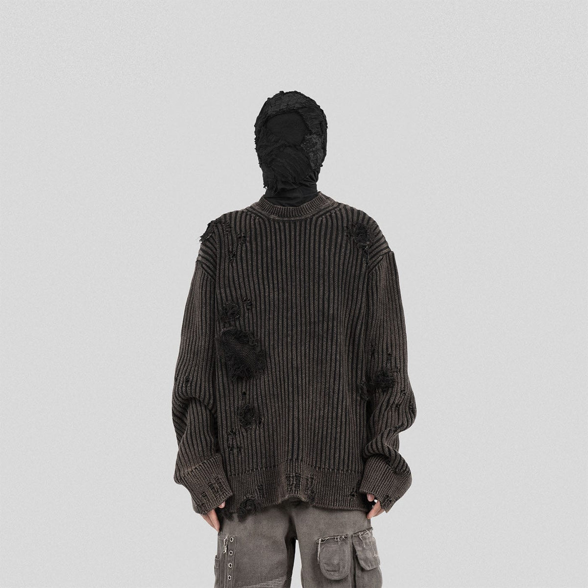 UNDERWATER Wasteland Ripped Sweater Charcoal