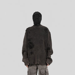 UNDERWATER Wasteland Ripped Sweater Charcoal