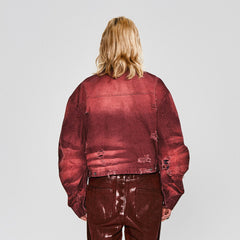 FLYERRER Distressed Curved Spliced Jacket Burgundy