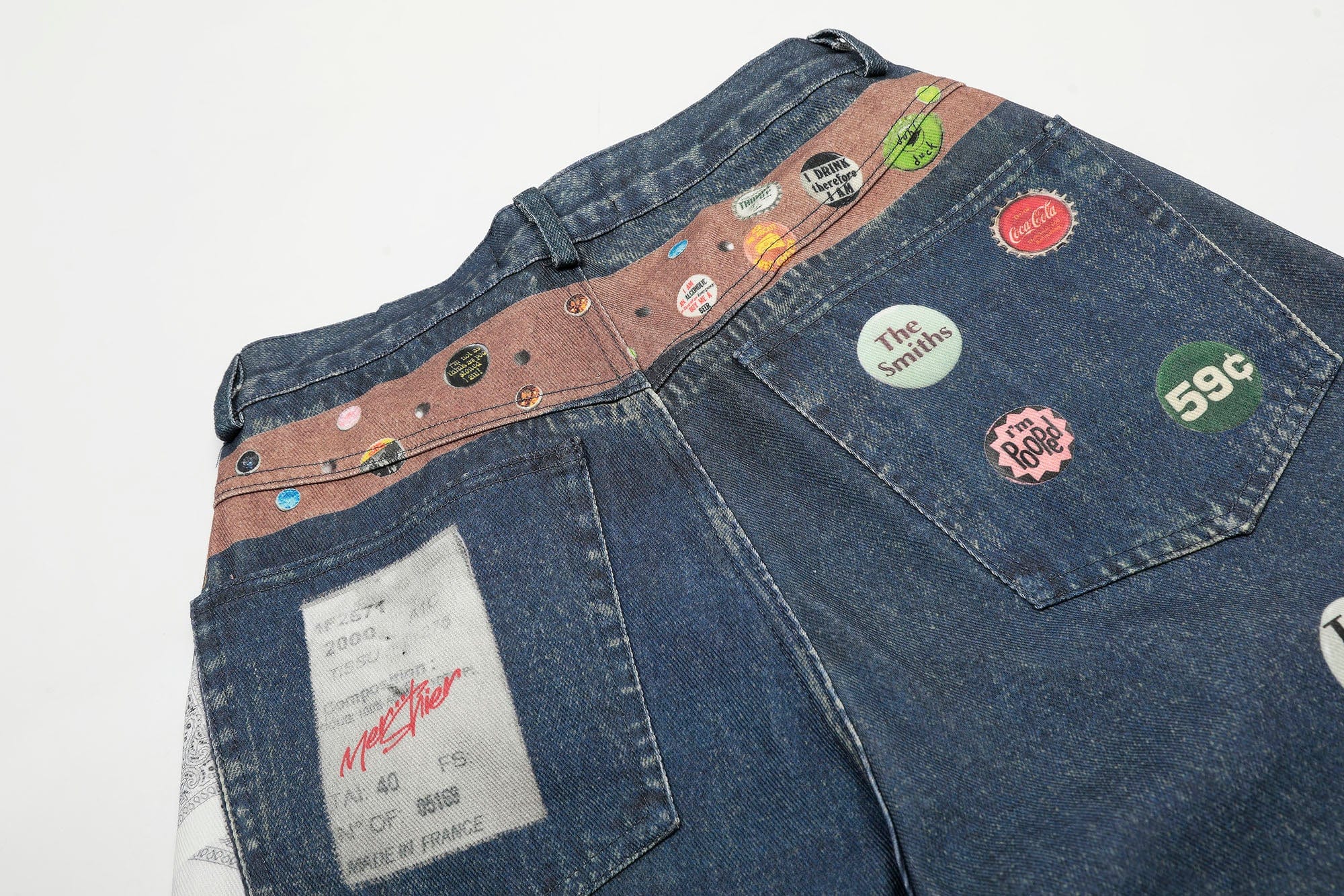 CLP Badge Belt Graphic Cropped Denim Shorts