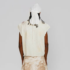 FLYERRER Deconstructed Distressed Scythe-Graphic Cap Sleeve Tee