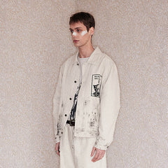 RICHILL Graphic Paint-Splattered Distressed Jacket
