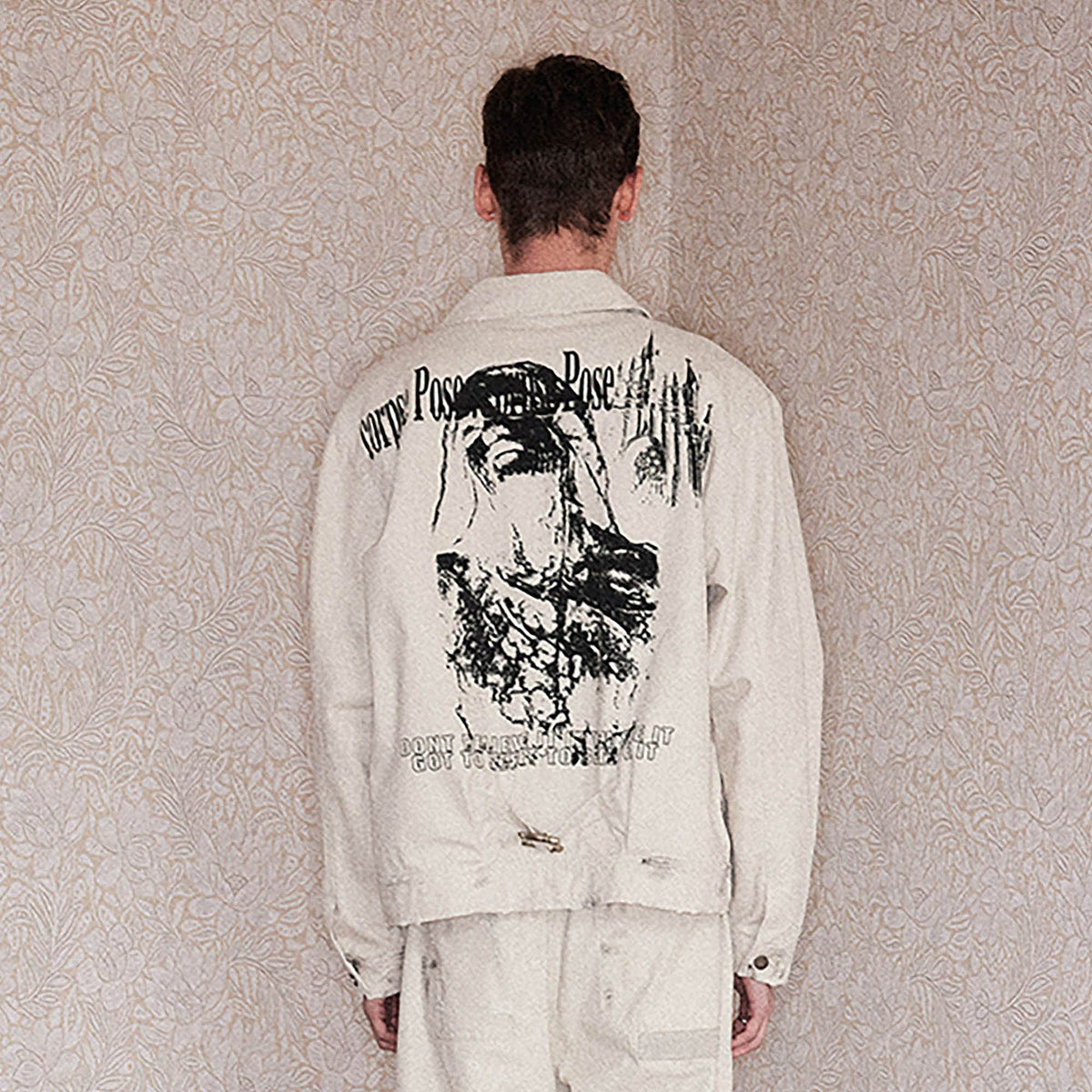 RICHILL Graphic Paint-Splattered Distressed Jacket