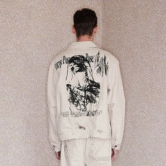RICHILL Graphic Paint-Splattered Distressed Jacket