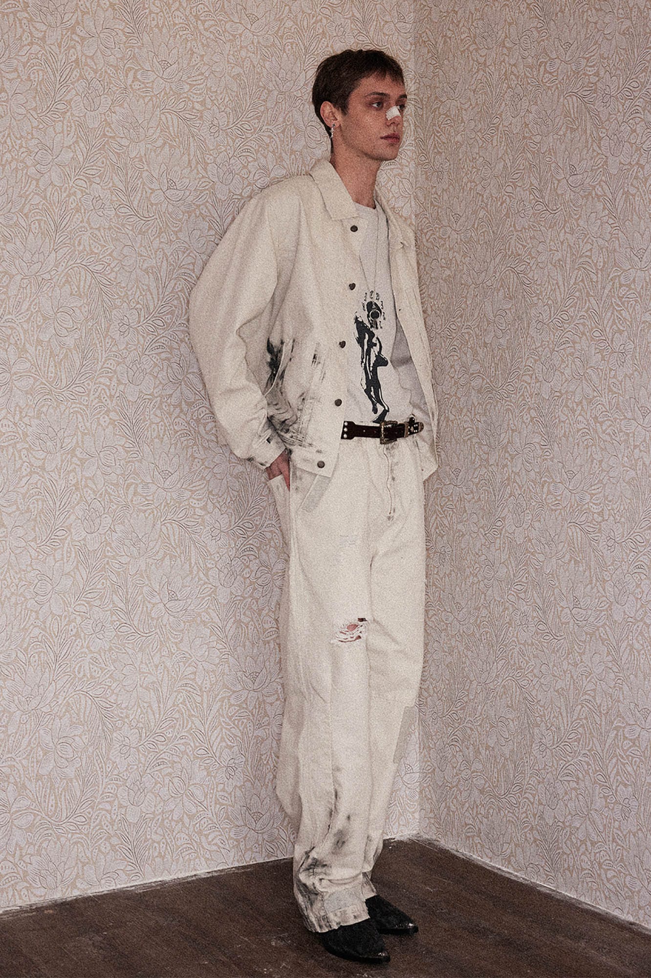 RICHILL Graphic Paint-Splattered Distressed Jacket