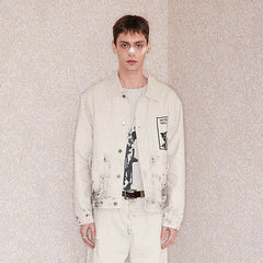 RICHILL Graphic Paint-Splattered Distressed Jacket