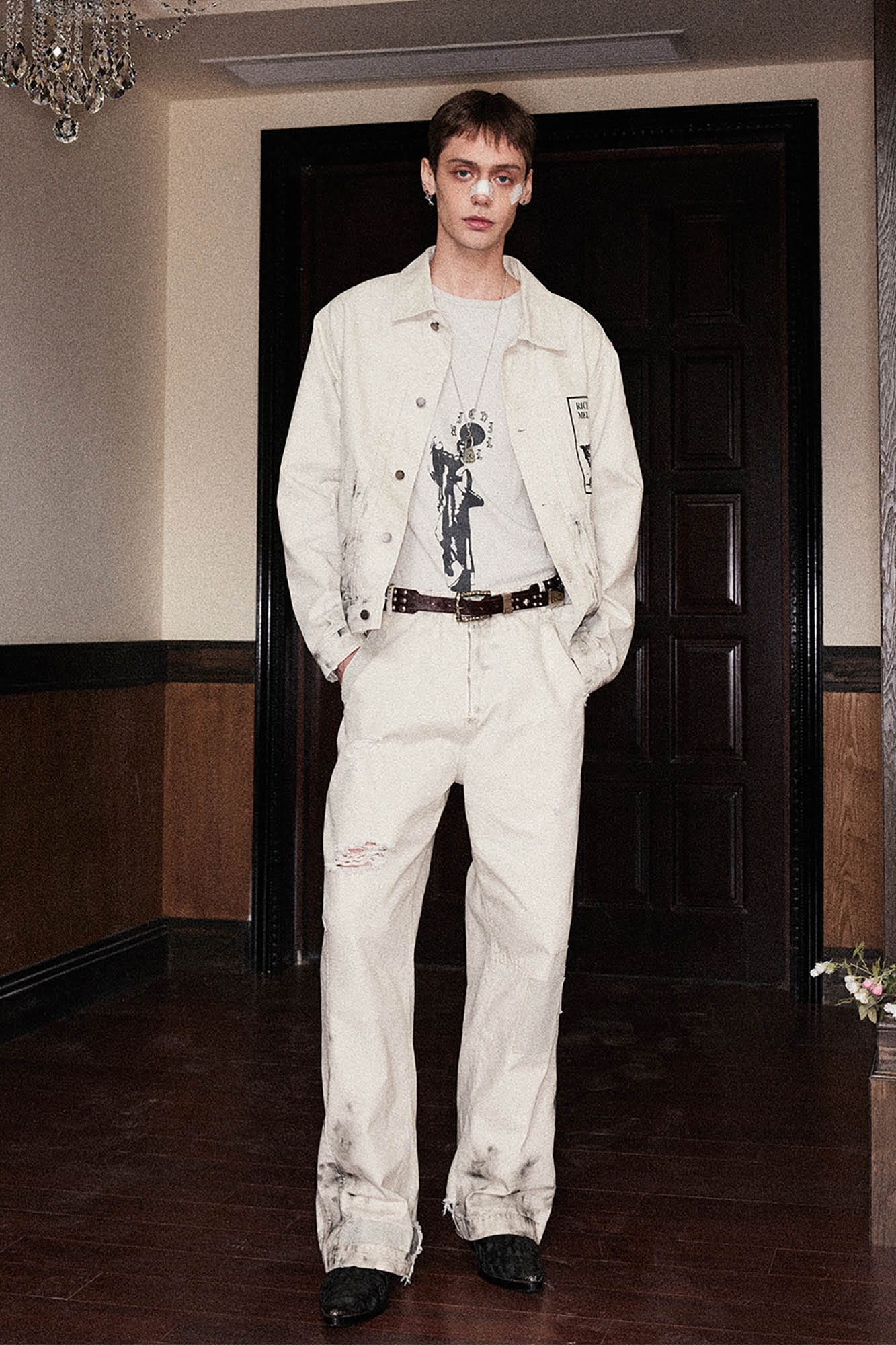RICHILL Graphic Paint-Splattered Distressed Jacket