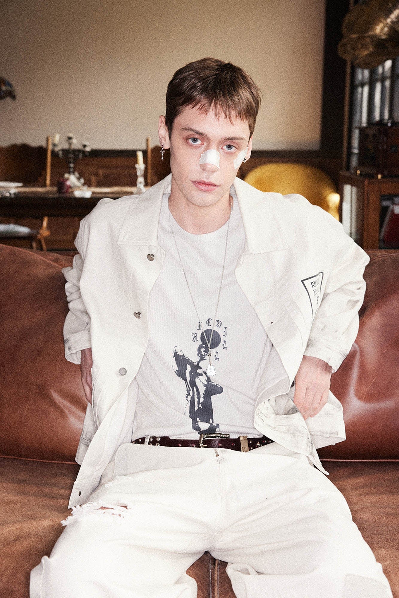 RICHILL Graphic Paint-Splattered Distressed Jacket