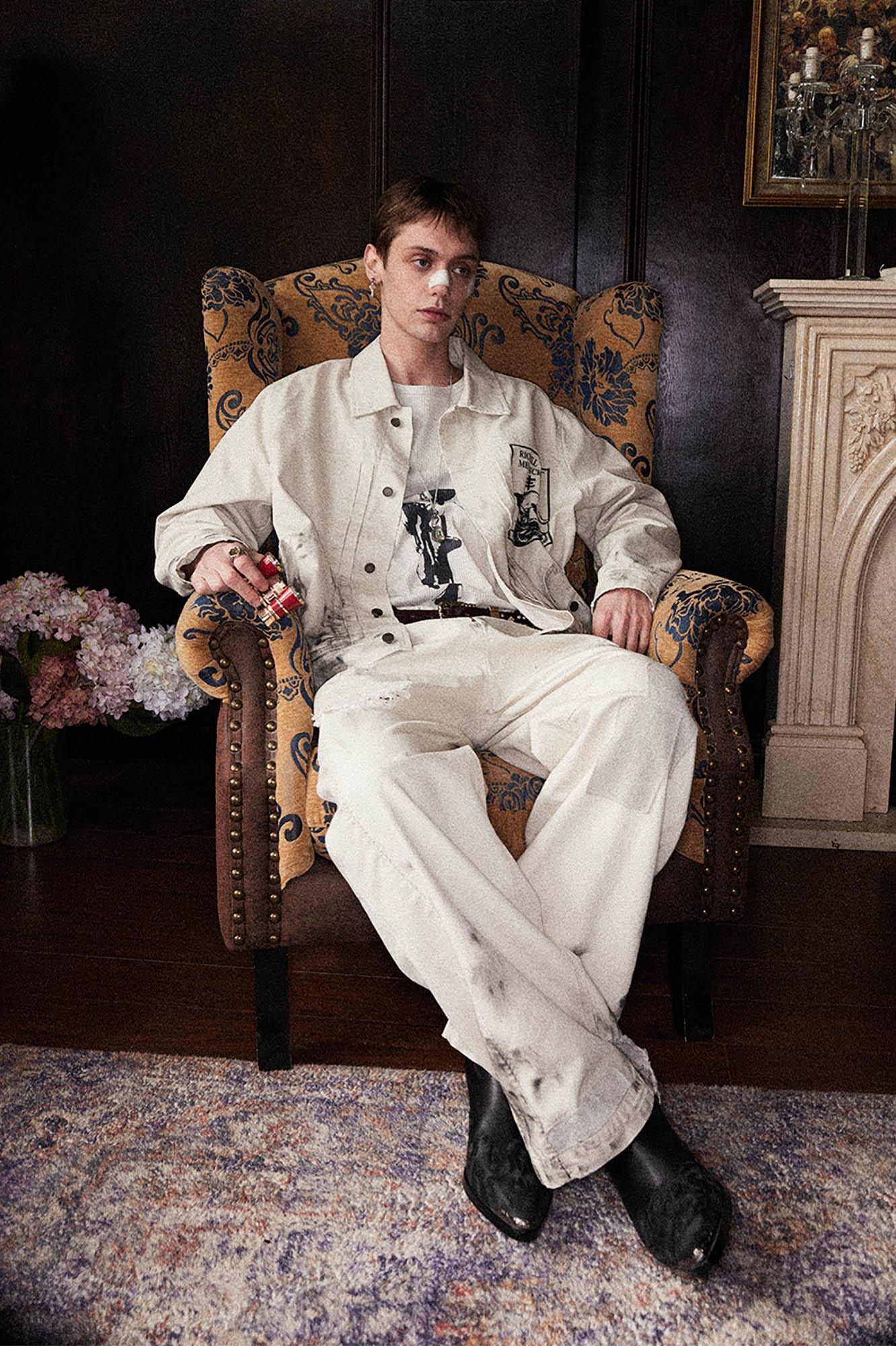 RICHILL Graphic Paint-Splattered Distressed Jacket