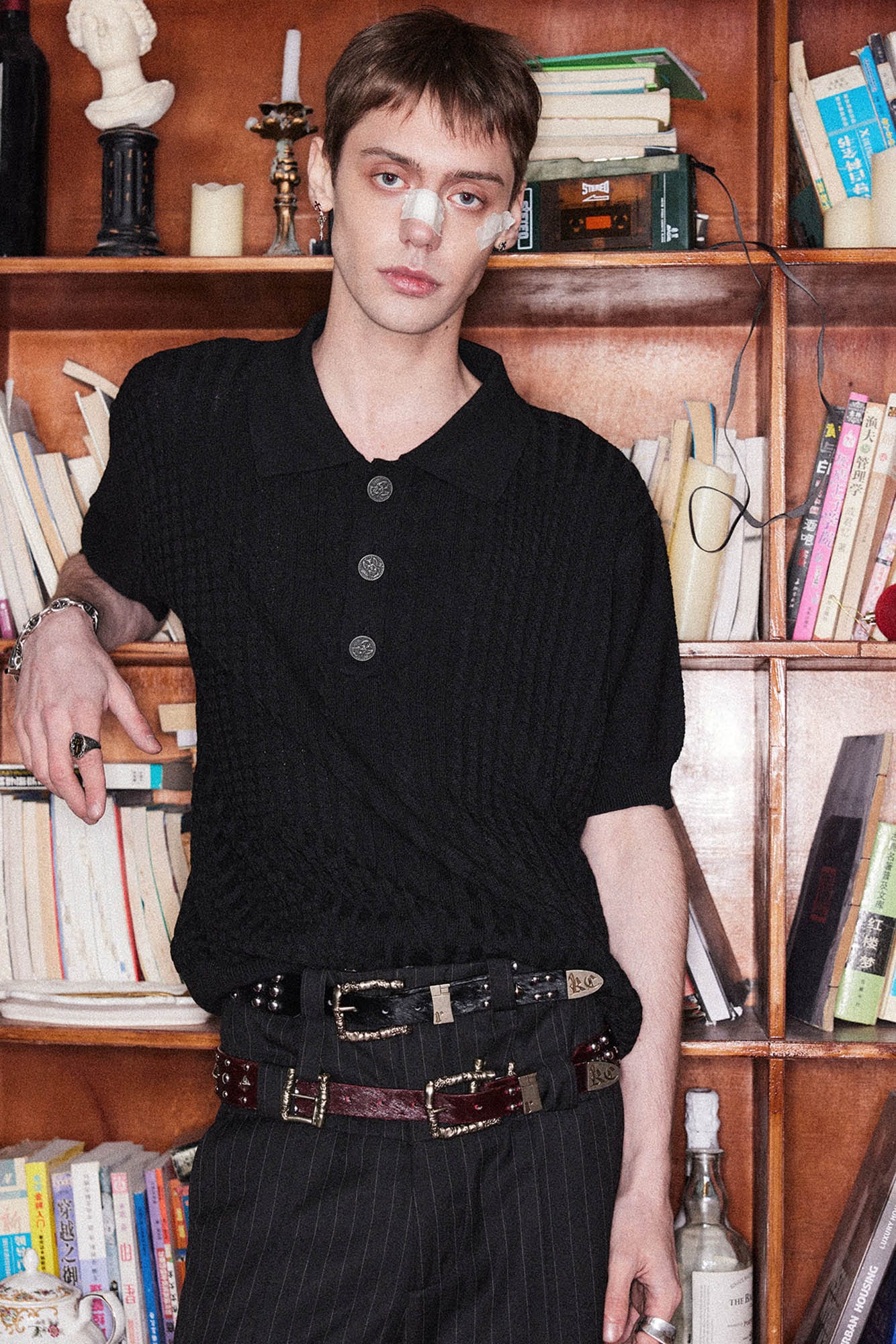 RICHILL Cable-Knit Polo T-Shirt