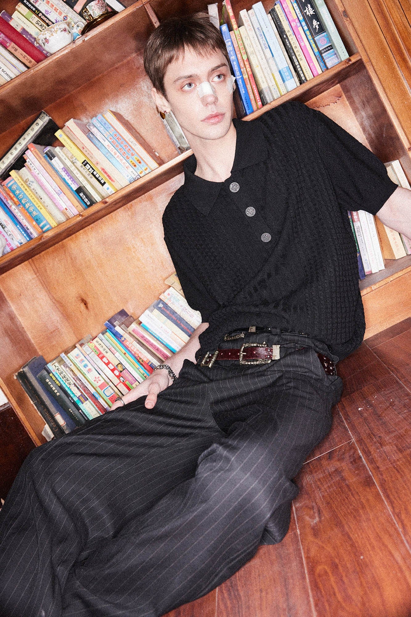 RICHILL Cable-Knit Polo T-Shirt