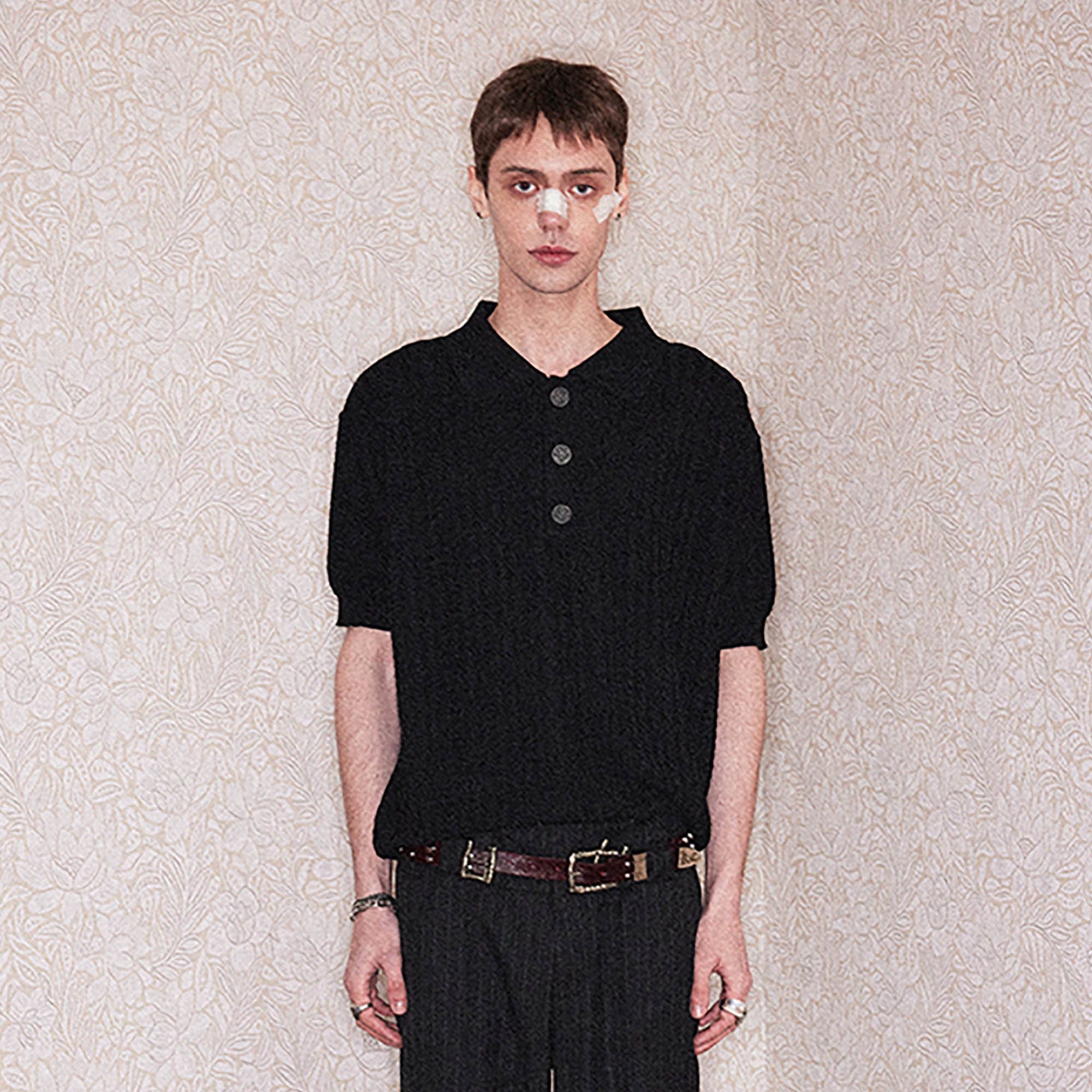 RICHILL Cable-Knit Polo T-Shirt