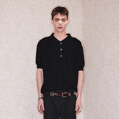 RICHILL Cable-Knit Polo T-Shirt