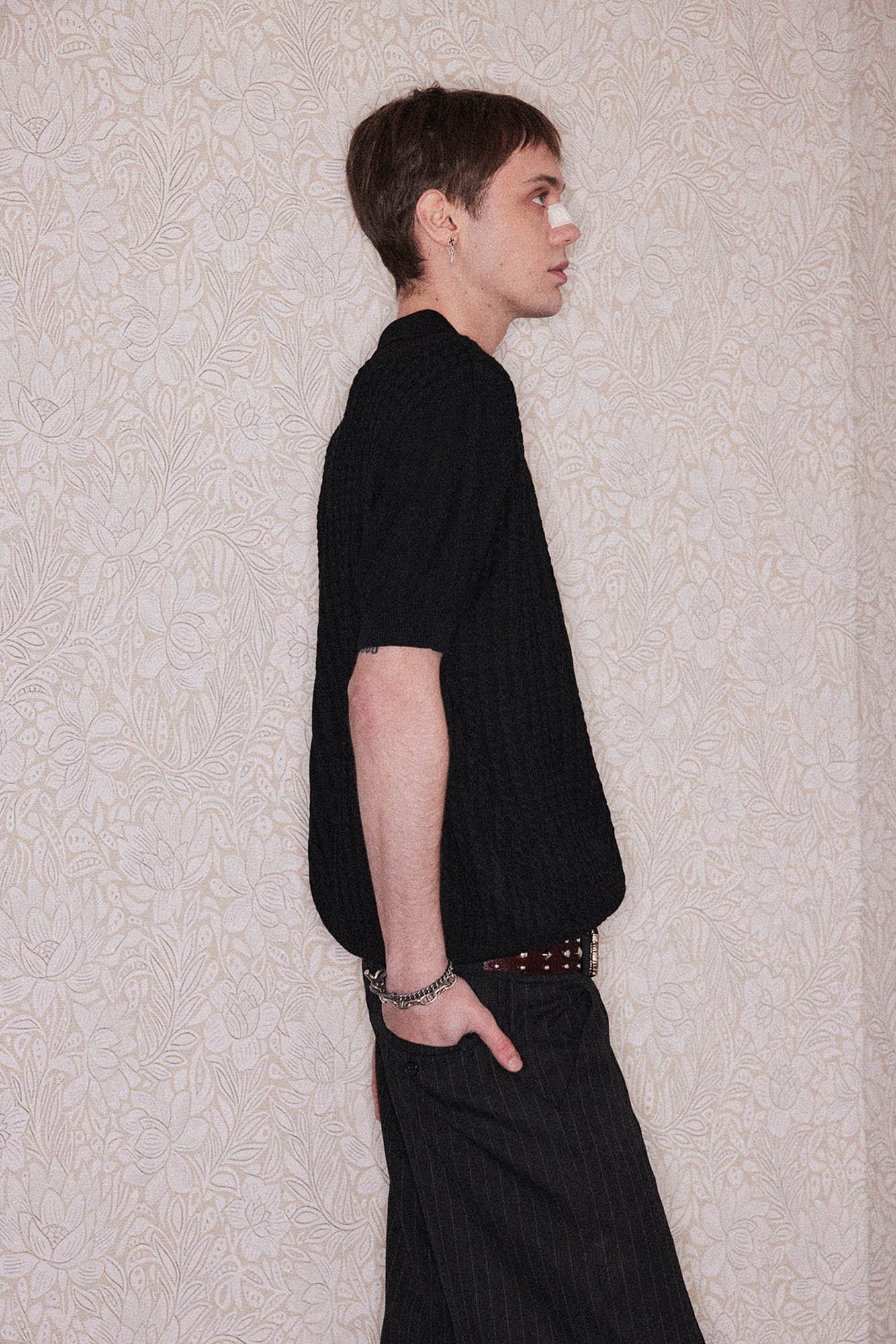 RICHILL Cable-Knit Polo T-Shirt