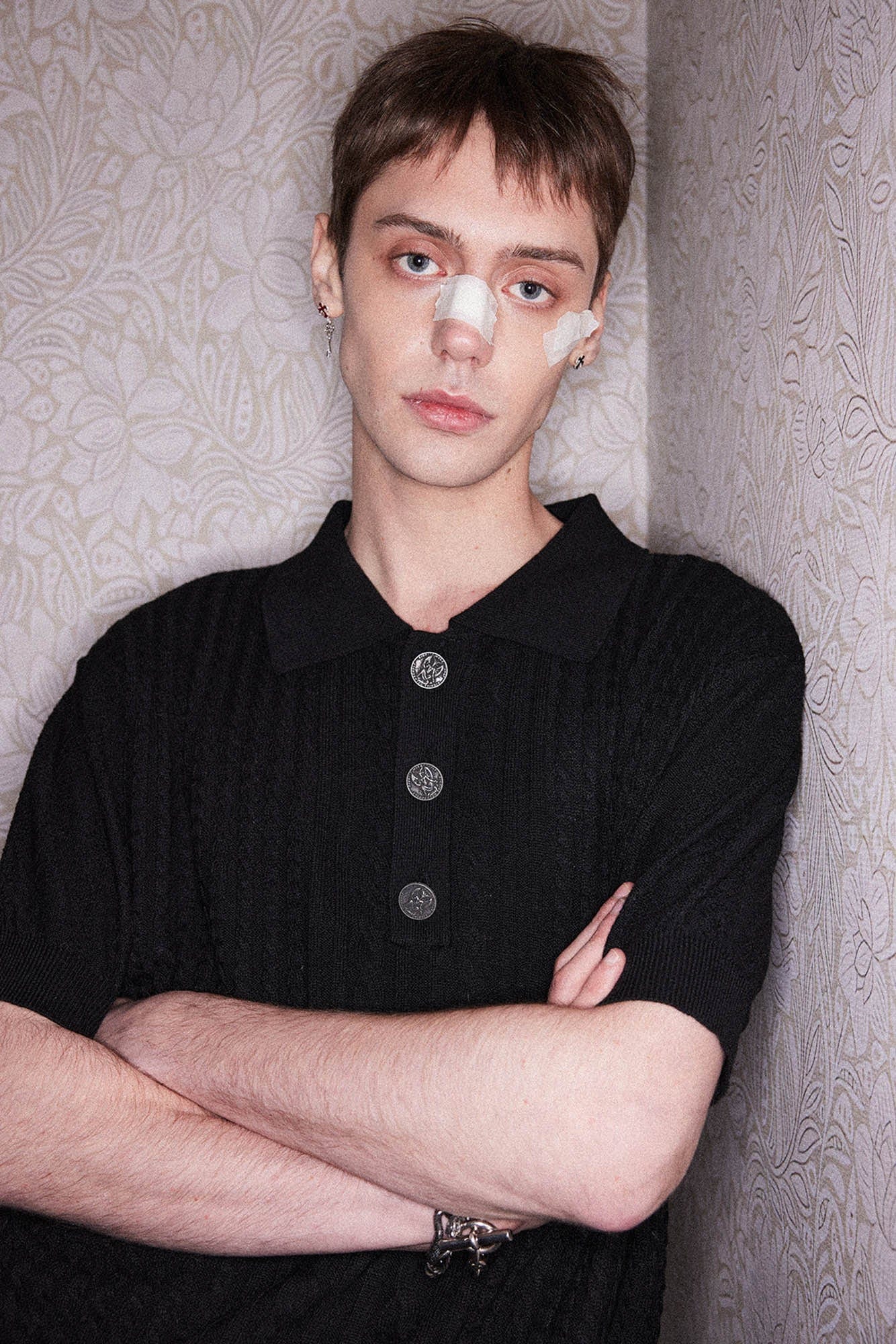 RICHILL Cable-Knit Polo T-Shirt