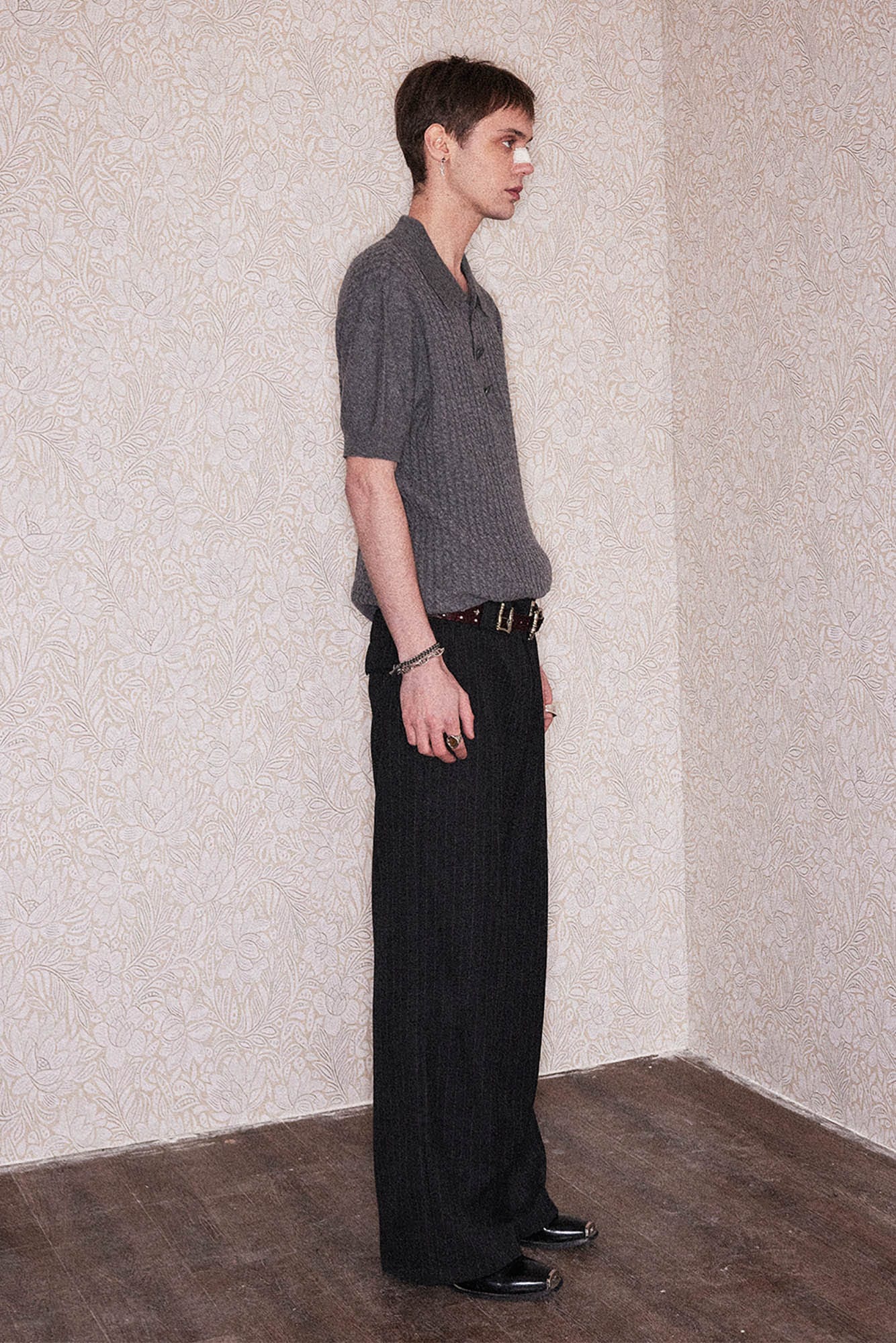 RICHILL Cable-Knit Polo T-Shirt