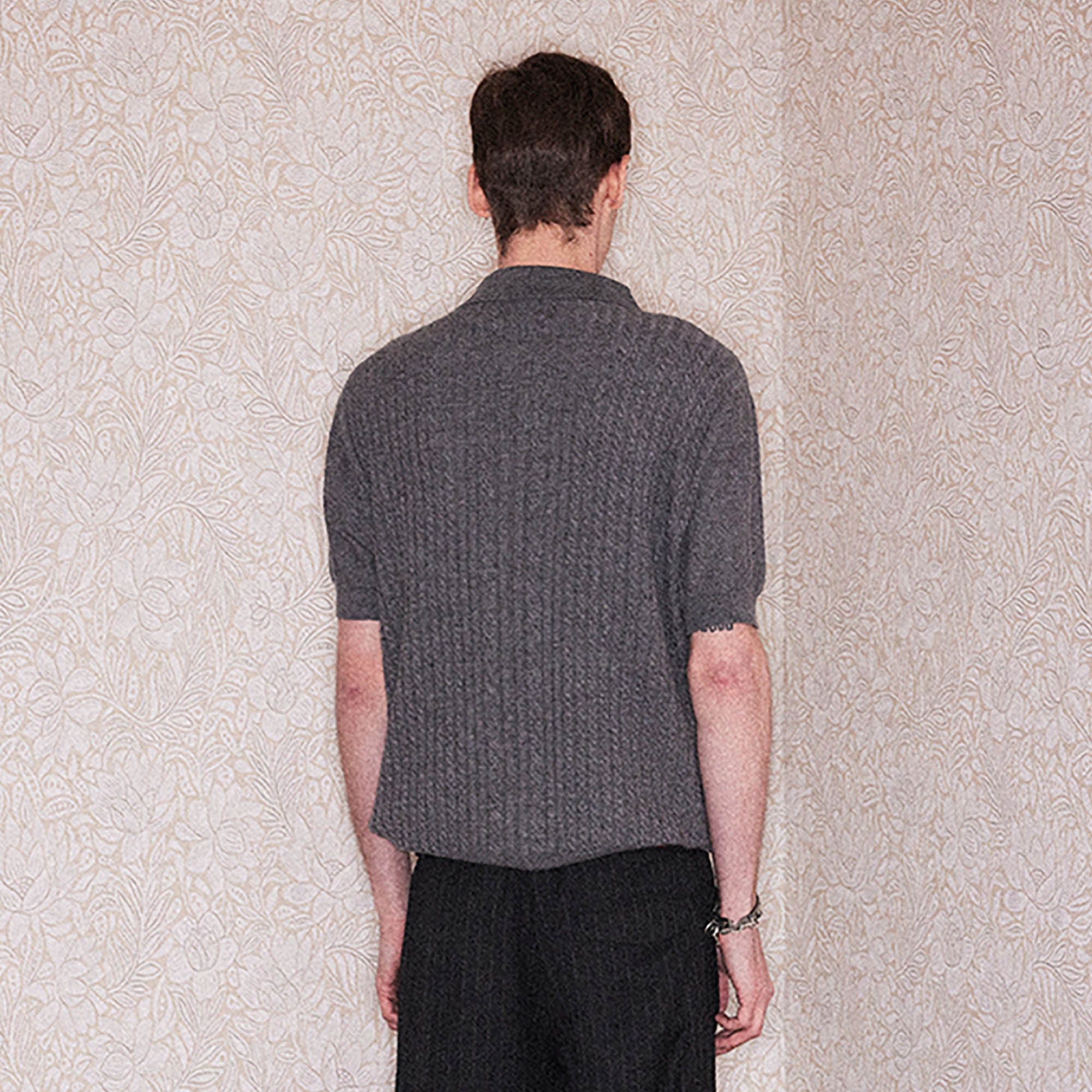RICHILL Cable-Knit Polo T-Shirt