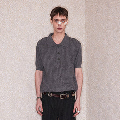 RICHILL Cable-Knit Polo T-Shirt