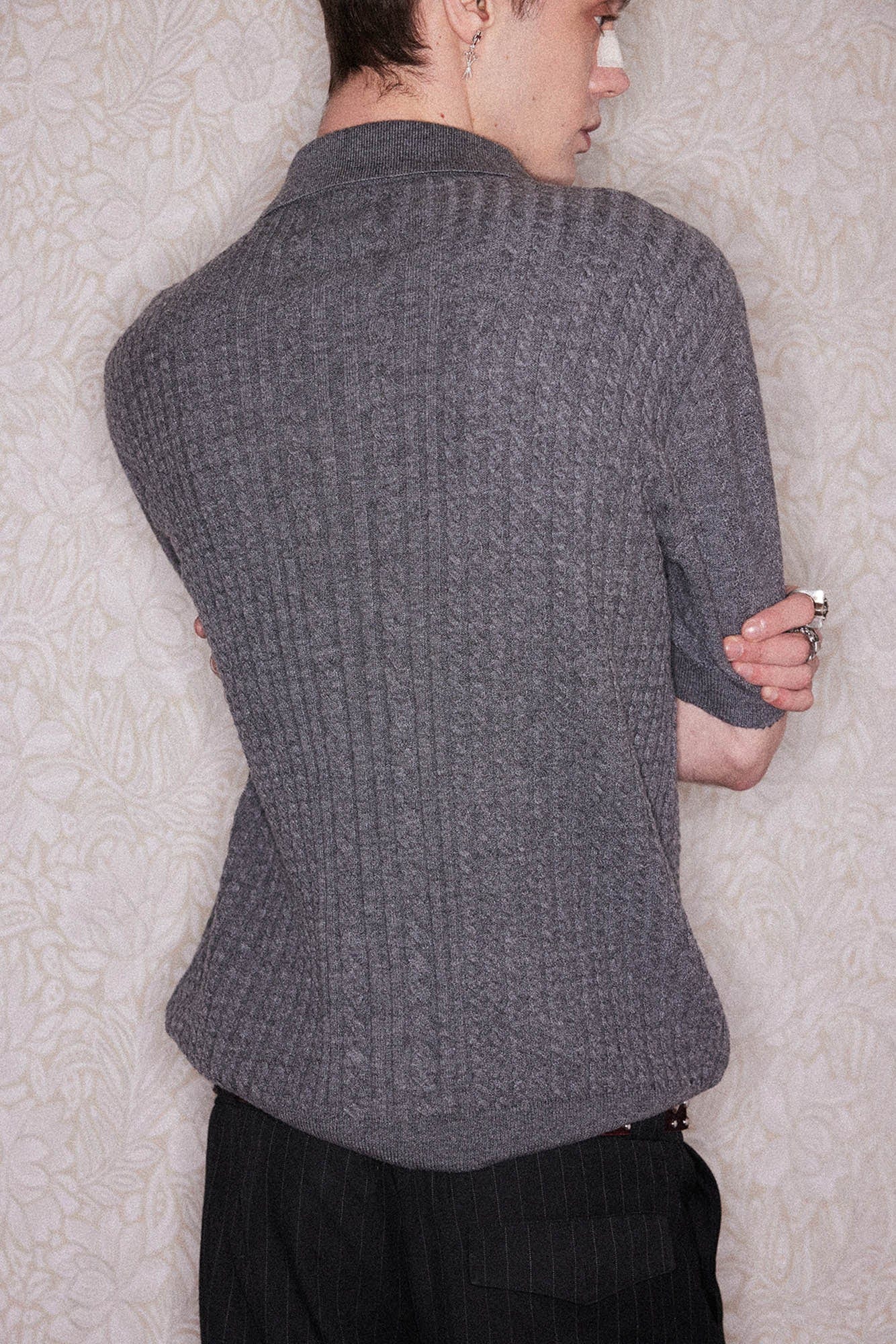 RICHILL Cable-Knit Polo T-Shirt