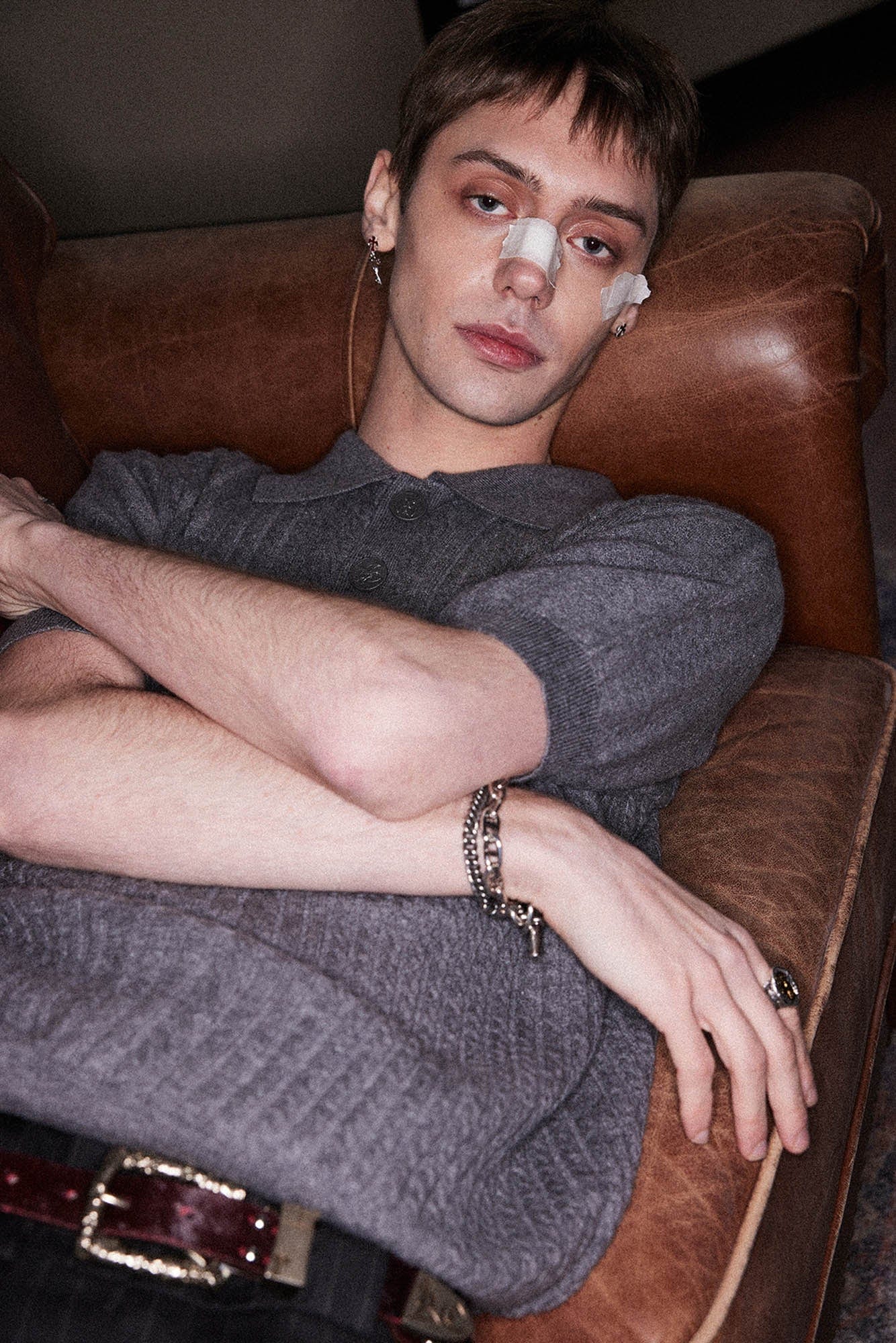 RICHILL Cable-Knit Polo T-Shirt
