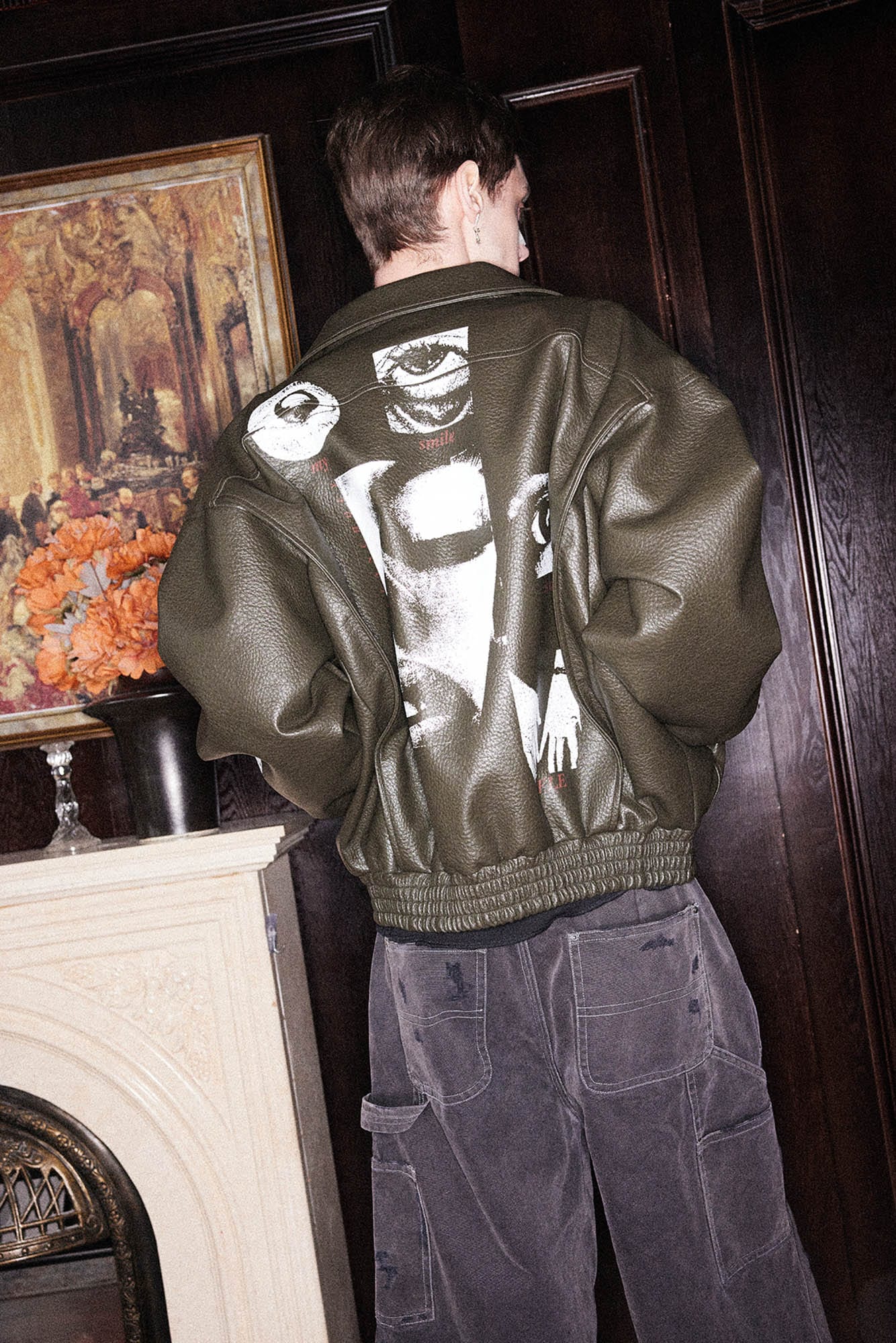 RICHILL My Smile is A Rifle Faux Leather Jacket