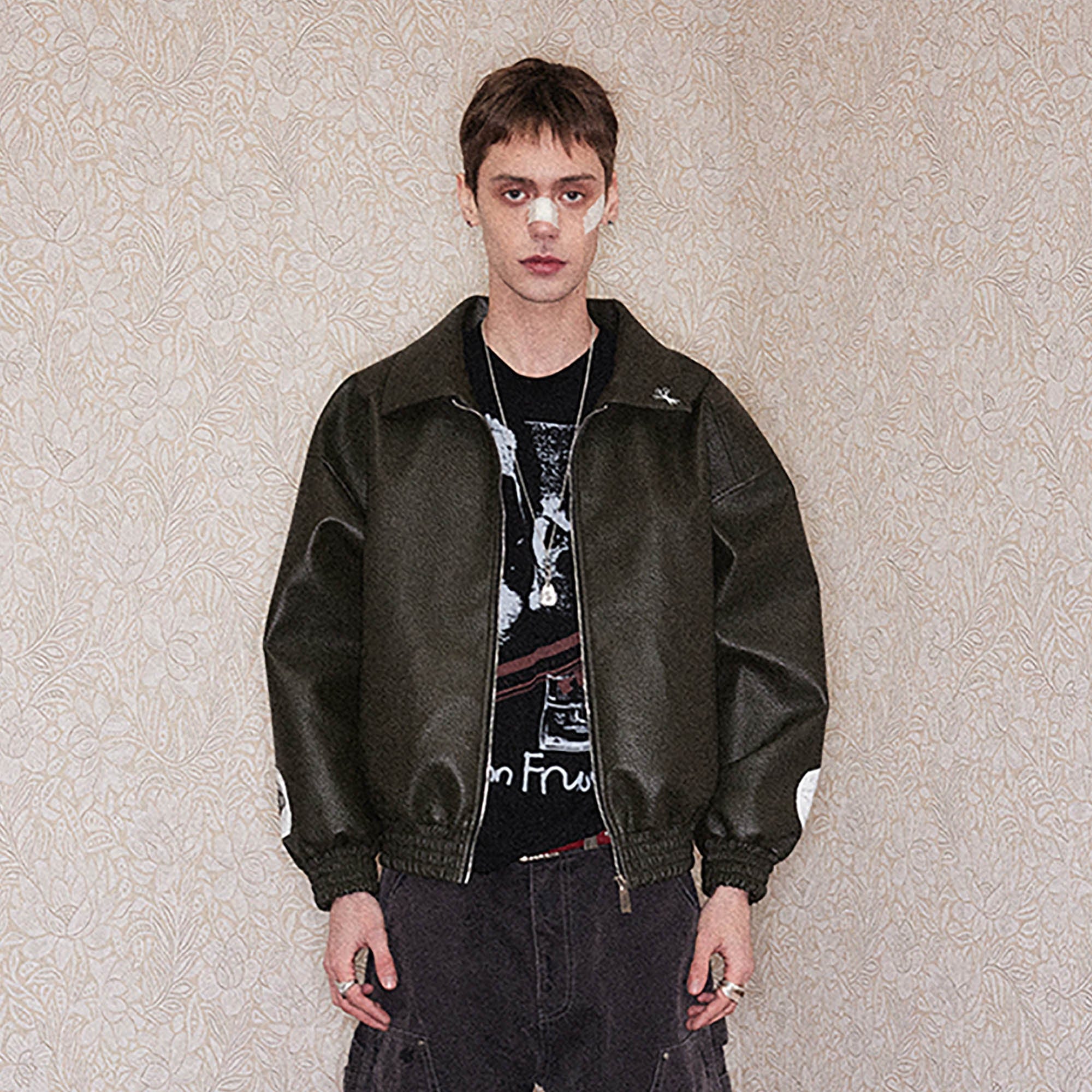 RICHILL My Smile is A Rifle Faux Leather Jacket
