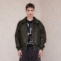 RICHILL My Smile is A Rifle Faux Leather Jacket