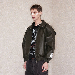 RICHILL My Smile is A Rifle Faux Leather Jacket