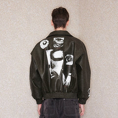 RICHILL My Smile is A Rifle Faux Leather Jacket