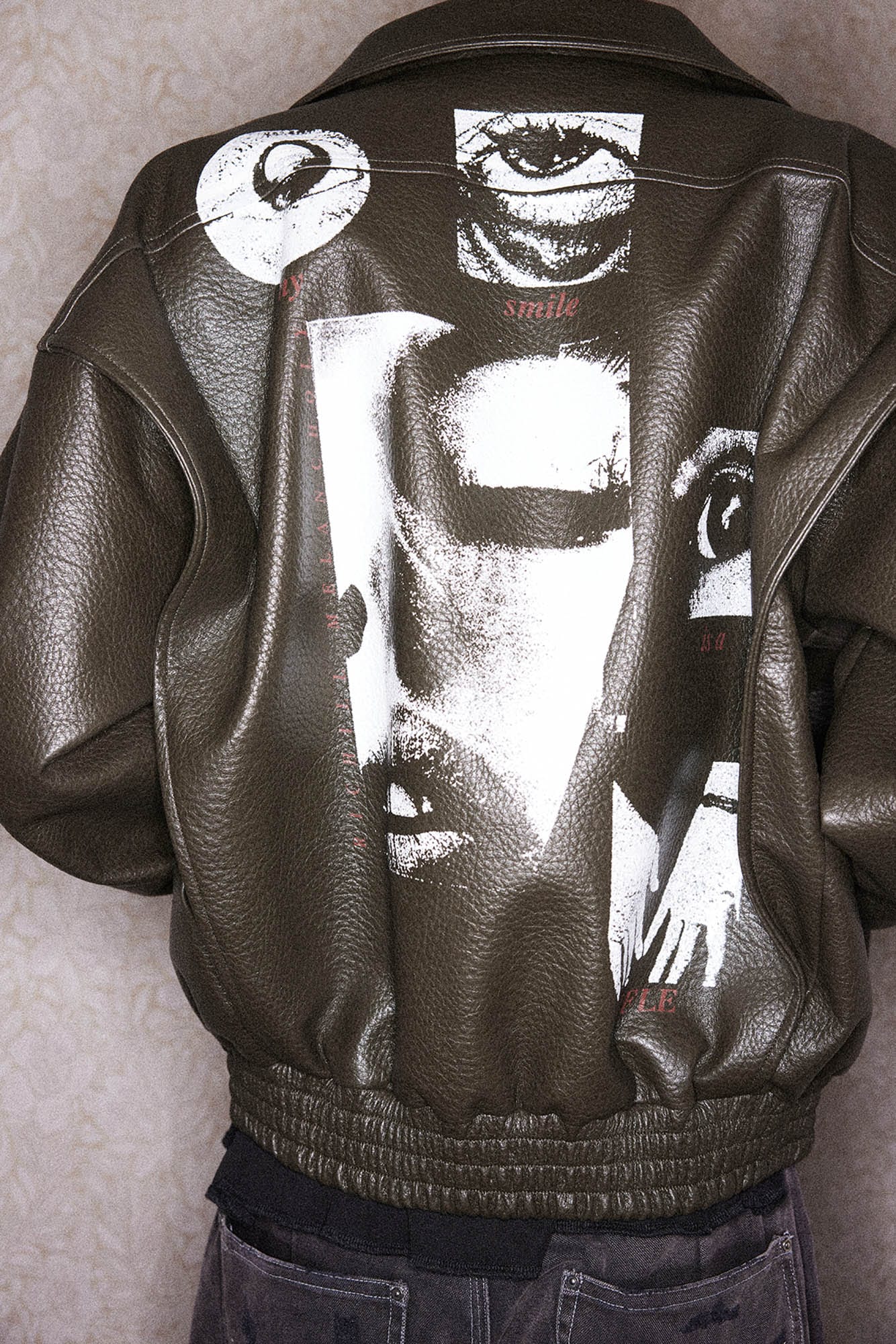 RICHILL My Smile is A Rifle Faux Leather Jacket