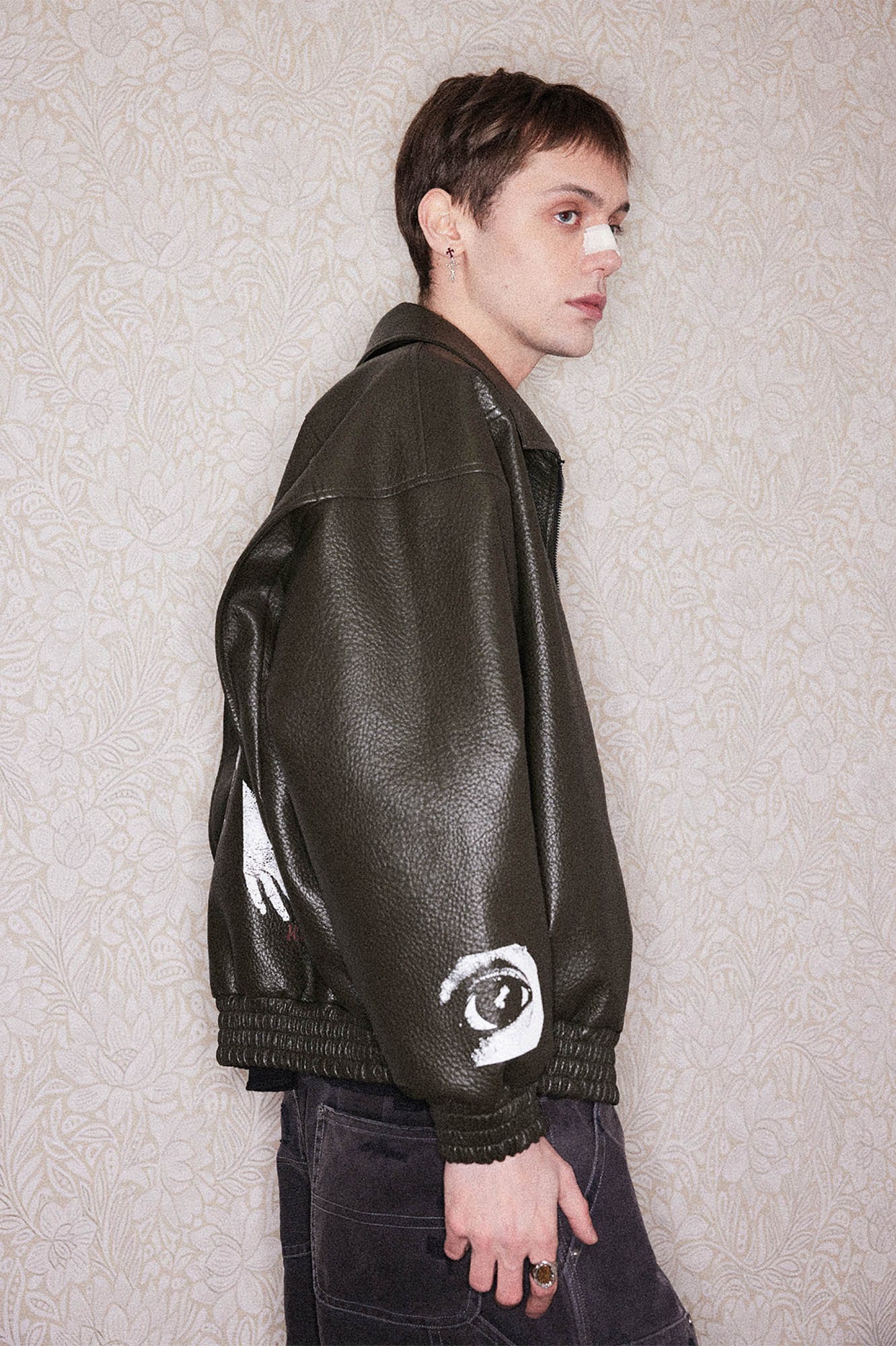 RICHILL My Smile is A Rifle Faux Leather Jacket