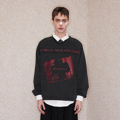 RICHILL Paneled Graphic Print Raglan Sweatshirt