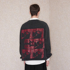 RICHILL Paneled Graphic Print Raglan Sweatshirt