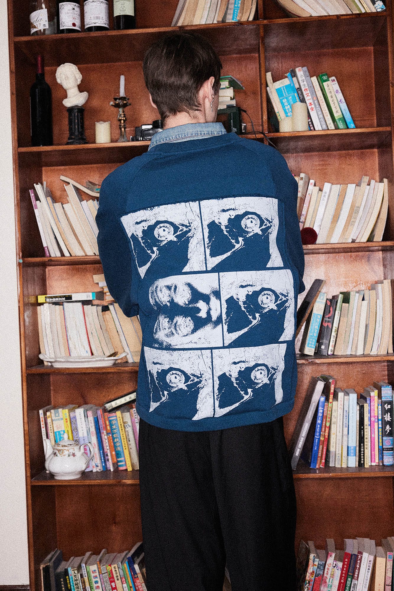 RICHILL Paneled Graphic Print Raglan Sweatshirt